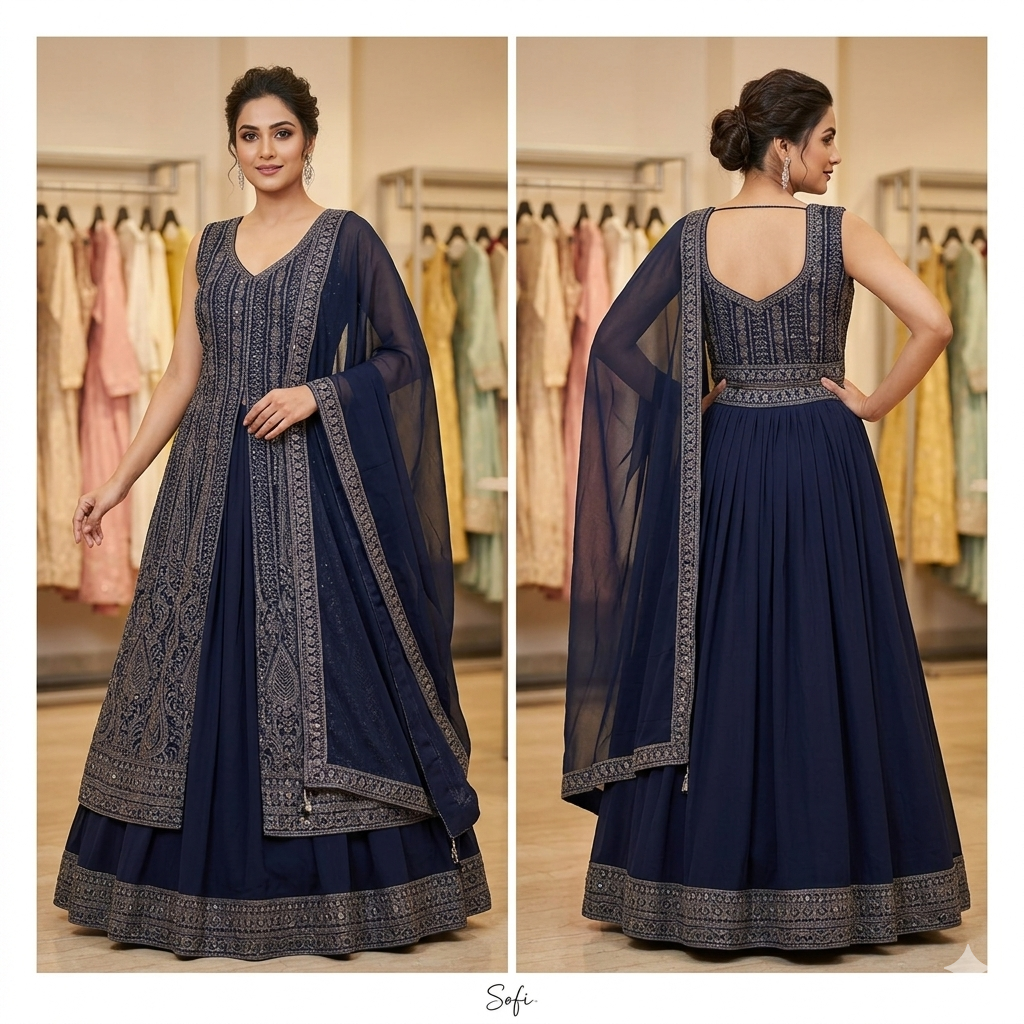 Embrioded Long Shirt with sharara
