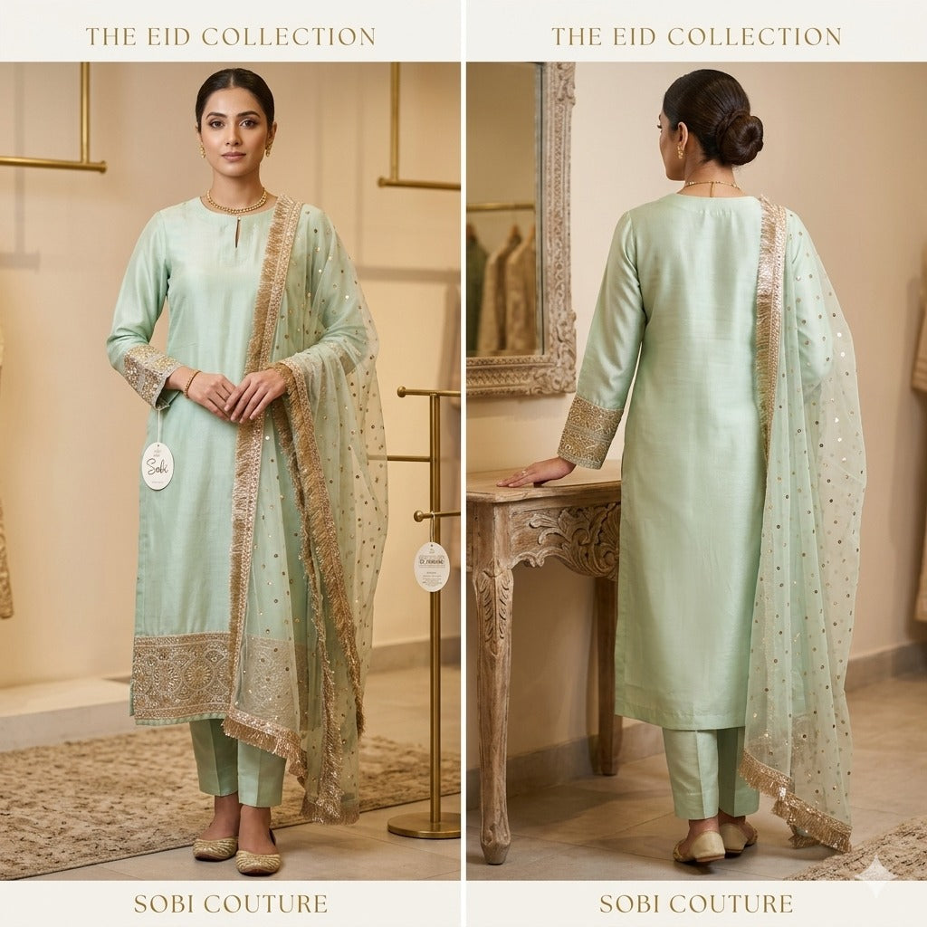 Embrioded Long Shirt with trouser & dupatta 3-piece